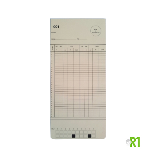 DTS1031-0120: No. 100 monthly cards for Solari DTS time recorder. Series from 1 to 20.