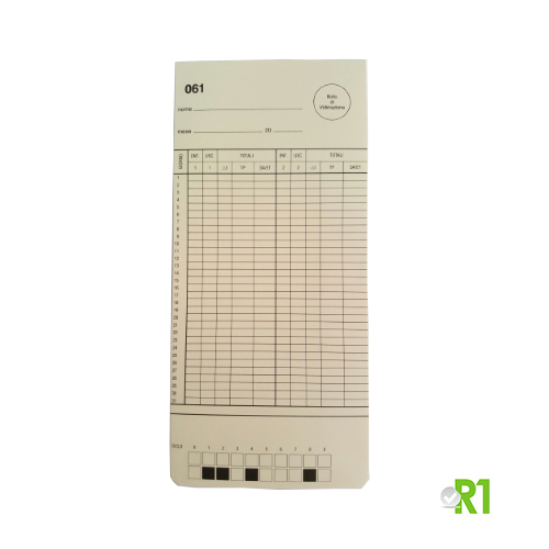 DTS1031-6180: No. 100 monthly cards for Solari DTS time recorder. Series from 61 to 80.
